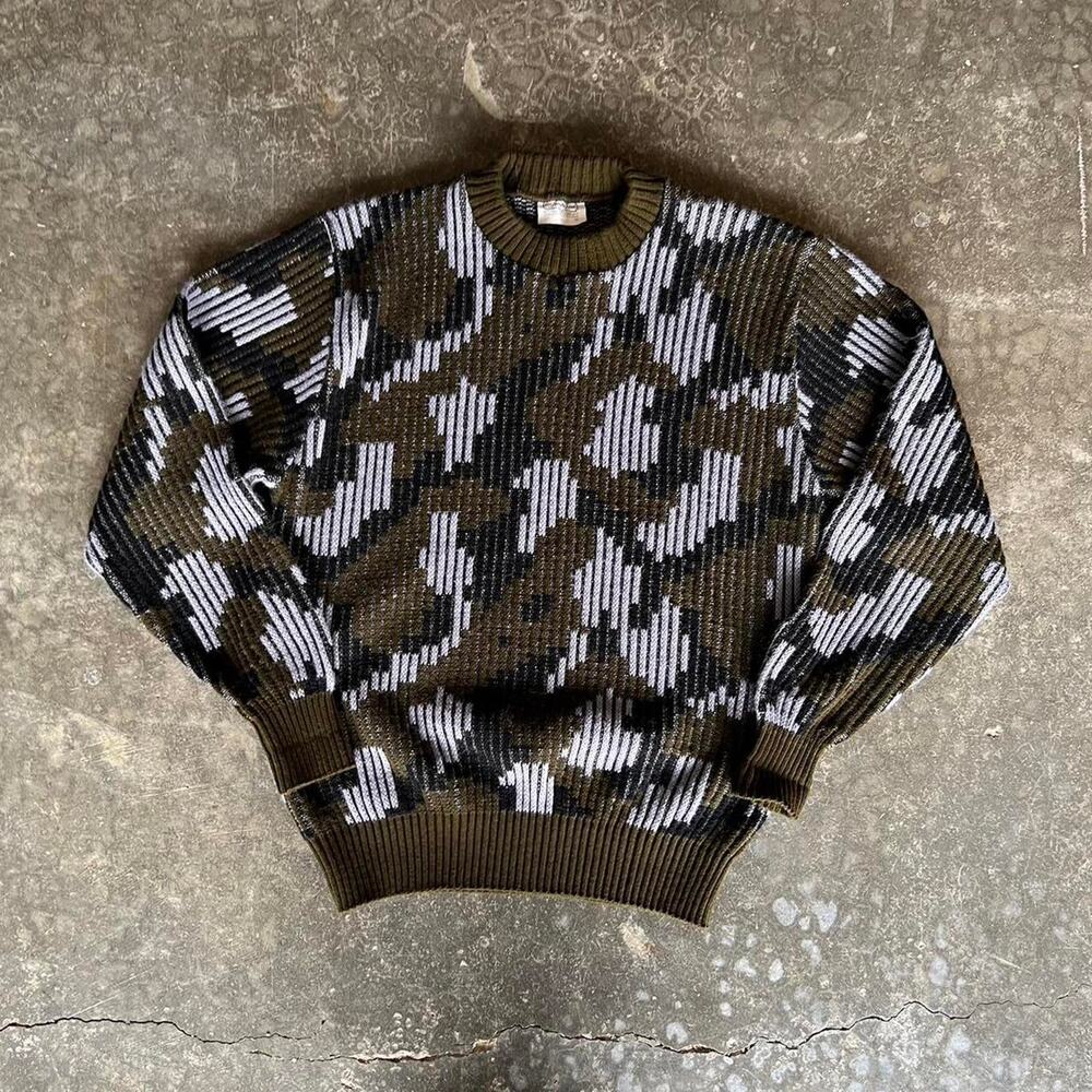 Vintage Abstract digital camo grandpa Sweater Knit